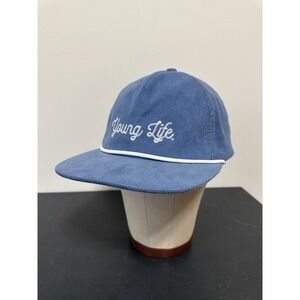 Vintage Style Young Life Hat Snapback Rope Hat Corduroy Chain Stitch Blue